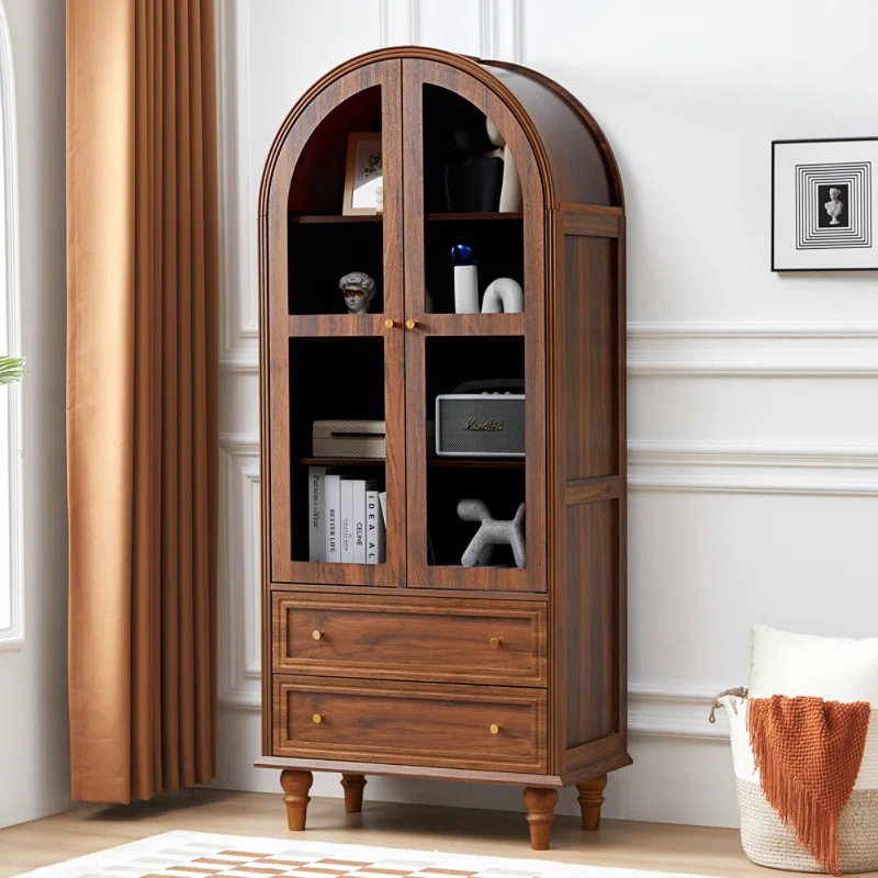 American-style Simple Solid Wood Display Cabinet, Brown