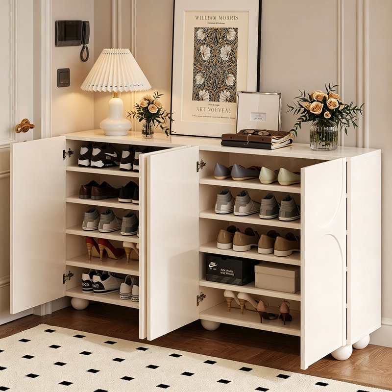 Rangement à chaussures moderne de couleur crème, H 35,43 po x l 55,12 po x P 13,78 po