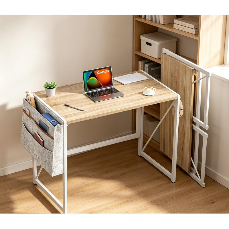 Bureau pliant compact de 80 cm (31,5 pouces) avec installation rapide en 8 secondes, Natural wood colour