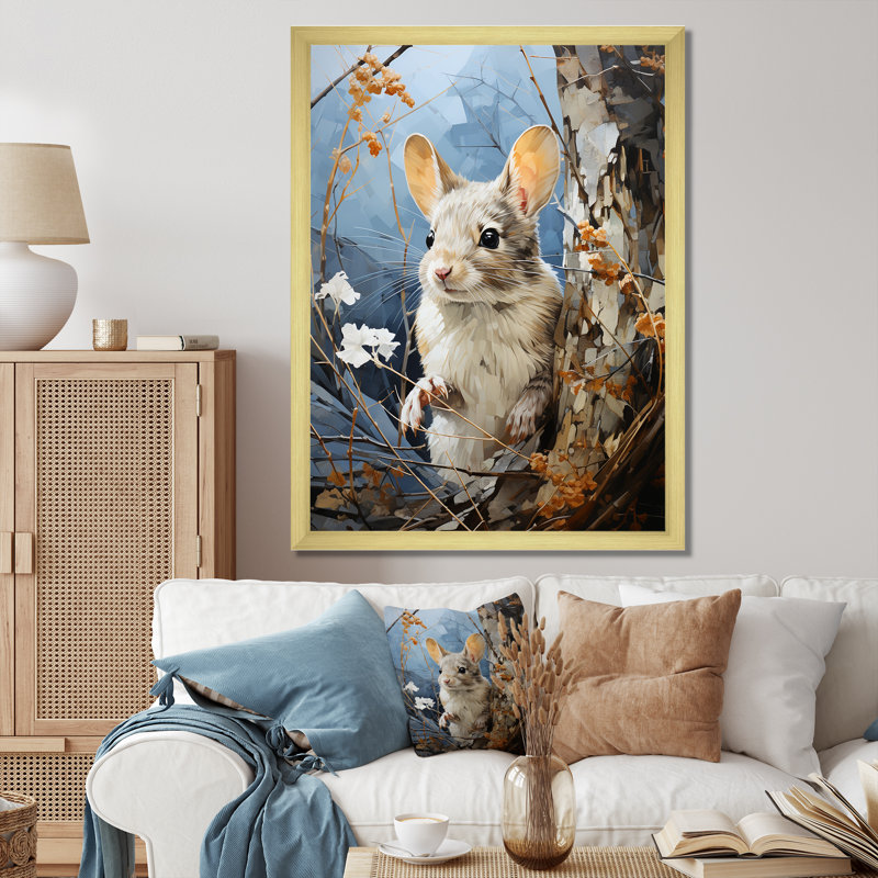 «Rodent Silent Observer Pastoral», reproduction d'art sur toile, H 32 po x l 24 po x P 1 po, Encadrement doré