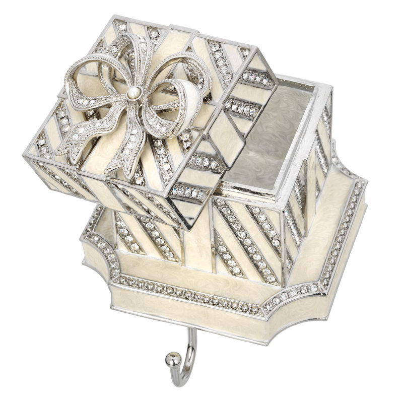 Holiday Gift Box Stocking Holder, White