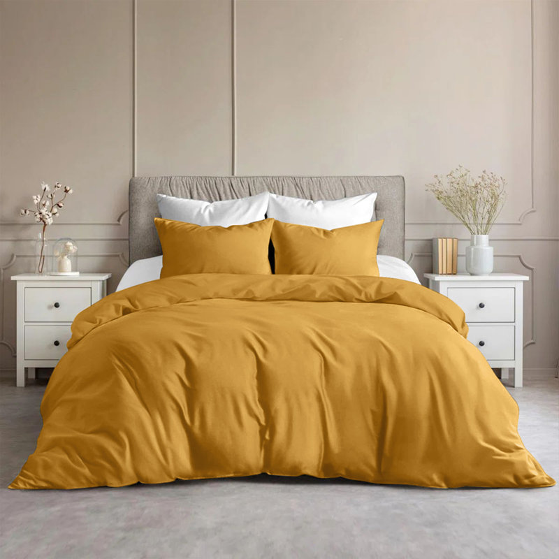 Luxury Microfiber Duvet Cover Set – Soft, Wrinkle-Free, Hotel-Quality Bedding With Pillowcases, Ochre