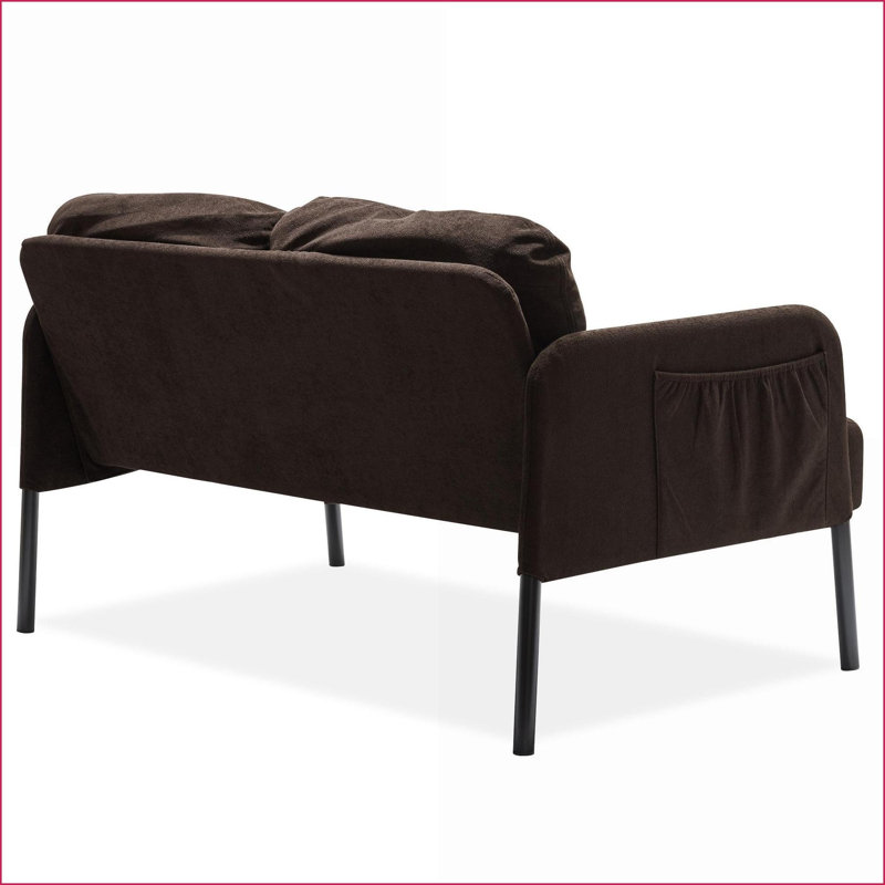Canapés-lits: causeuse moderne 2 places avec repose-pieds, causeuse en tissu brun noyer pour petit salon, chambre à coucher | Noyer brun | Tissu