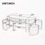 Table basse multifonctionnelle ovale avec rangement et 4 tabourets en tissu