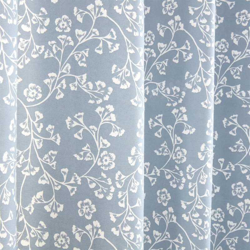 Sade Fully Lined Ready Made Floral Eyelet Curtains, 90cm Width x 90cm Drop, Blue