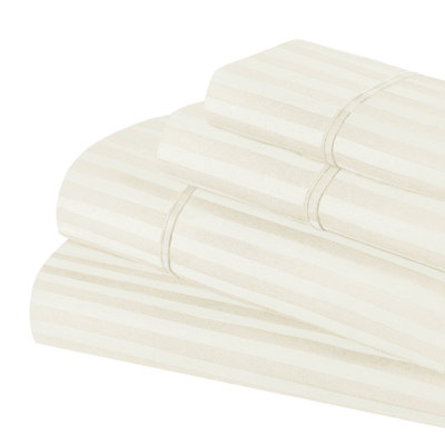Ensemble de draps en coton égyptien certifié rayé à contexture de 600 fils Parinaaz