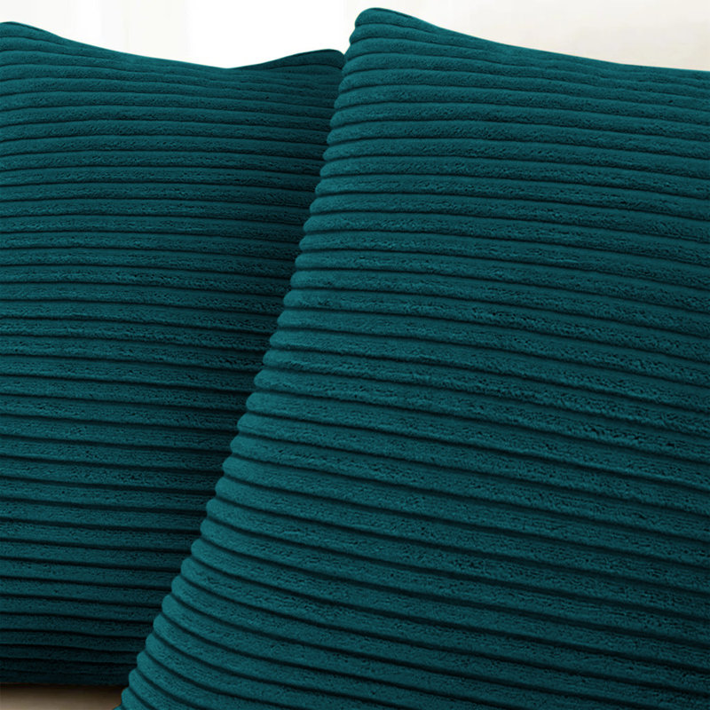 Striped Square 18cmX18cm Velvet Cushion Cover, Teal