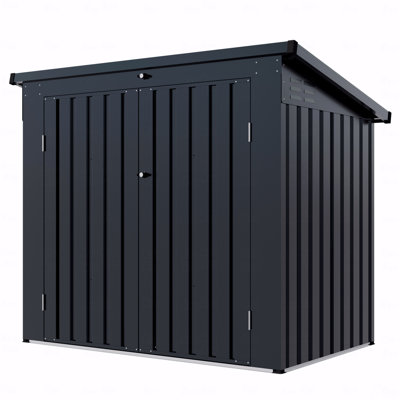 Garbage Bin Shed Stores 2 Trash Cans Metal Outdoor Bin Shed