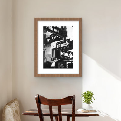 New York City Signs Framed Print | Office Monochrome Decor