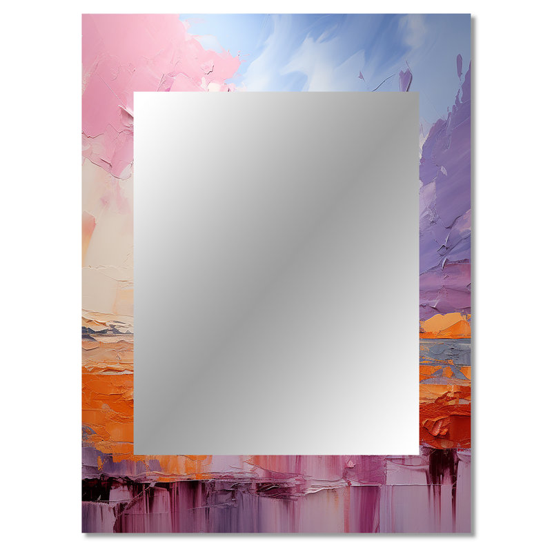 Blush Horizon II - paysage unique, miroir mural, art moderne imprimé en métal, 40 po x 30 po