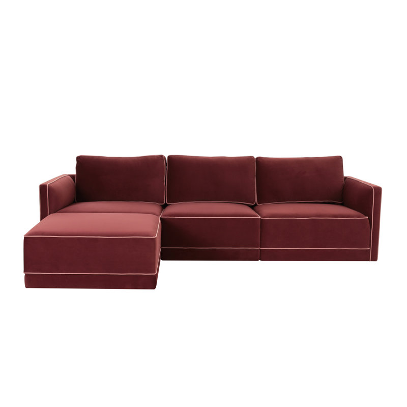 Clairah Misty Modular Sectional, Velours rouge