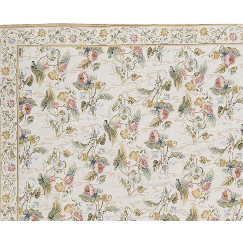 Hand-Knotted High-Quality Ivory Area Rug