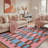 Abrahamson Canvas Geometric Machine Washable Blue / Pink Indoor Area Rug with Non-Slip Backing-129158130