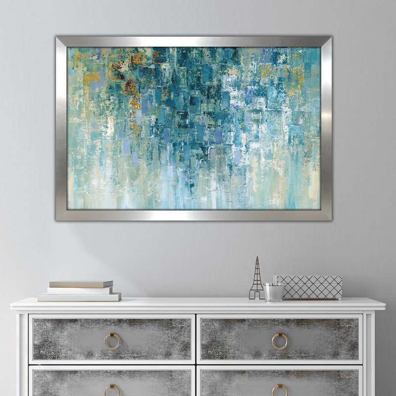 «I Love the Rain» par Nan - reproduction, H 33,5 po x l 49,5 po x P 1 po, Encadrement argenté