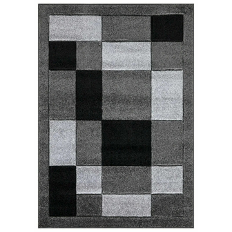 Havana Geometric Dark Grey Large Rugs – Modern Living Room Carpet, Bedroom & Hallway Runner | Soft, Non-Shedding, Stain Resistant Floor Mat