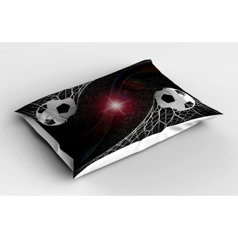 Black/Gray/Red Polyester Microfiber Piece Sham, Twin