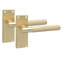 Golden Grace 6 Pair Victorian T-Bar Knurled Door Handle Satin Brass Finish with Spindle and Screws - 120 x 40mm