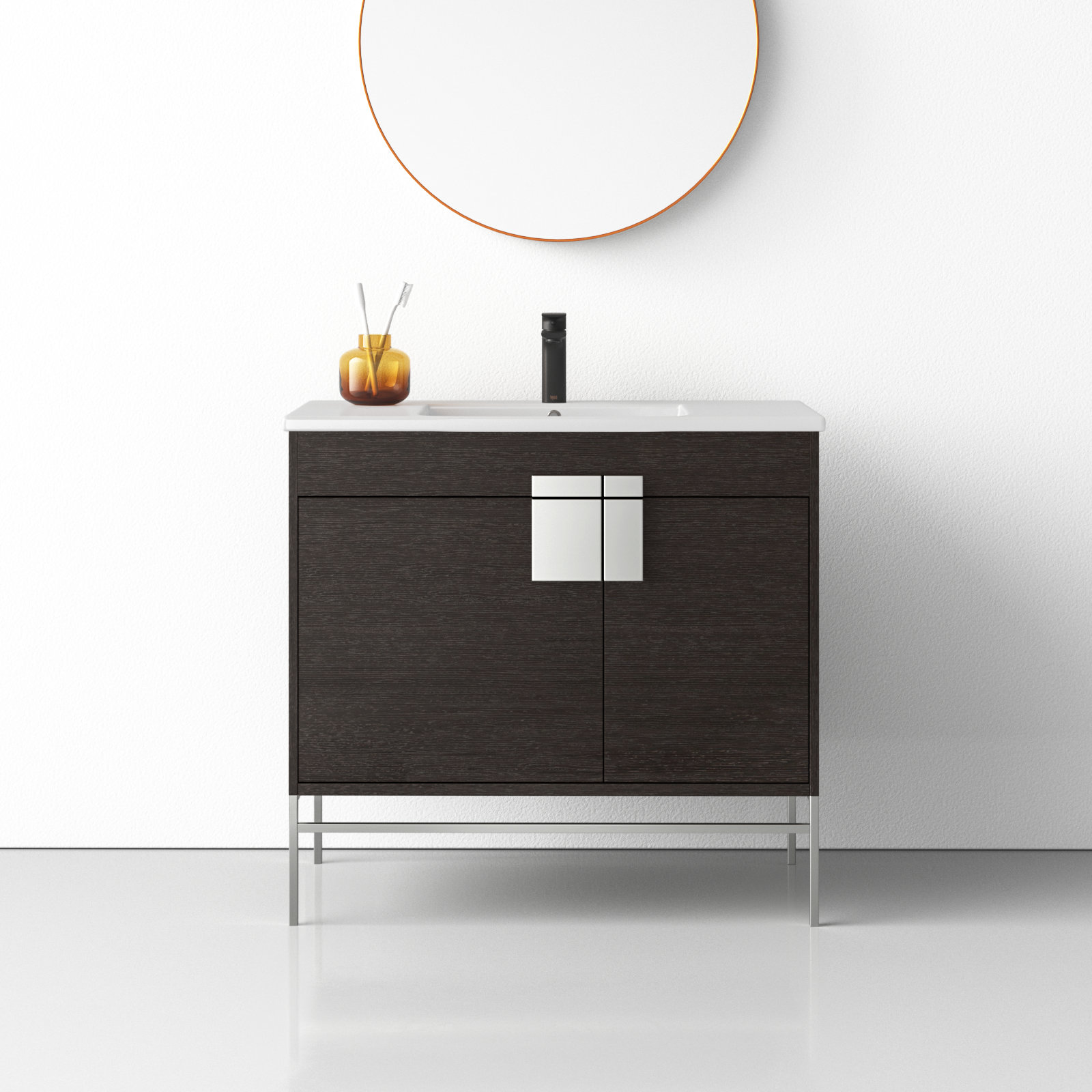 Maisie 36'' Single Bathroom Vanity, Black, Polished Chrome