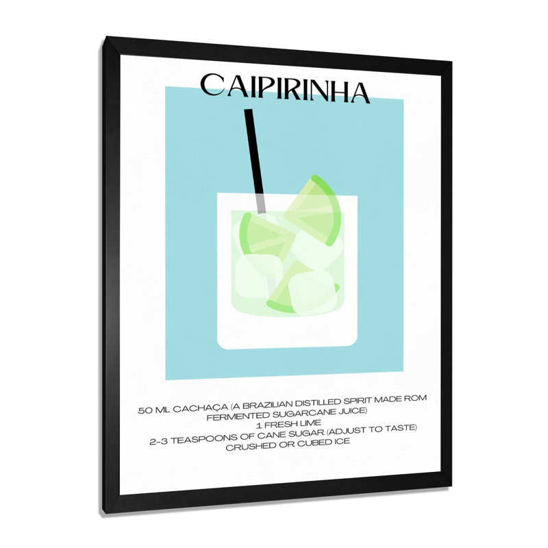 Caipirinha, cocktail brésilien - Art mural cocktails, Cadre photo noir simple, H 32 po x l 24 po