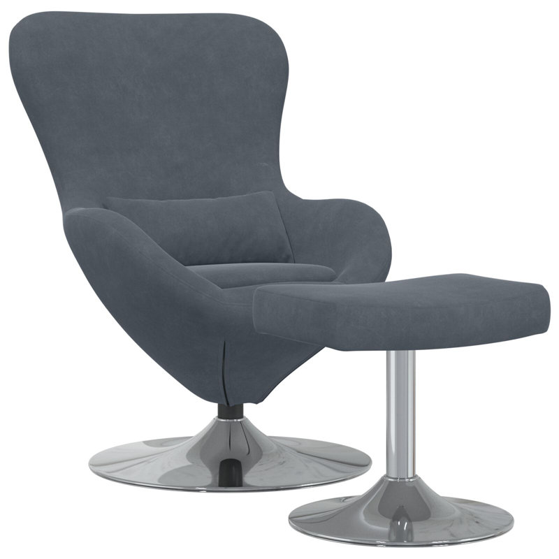 Fauteuil œuf avec repose-pieds vidaXL velours gris foncé vidaXL, Gris ardoise