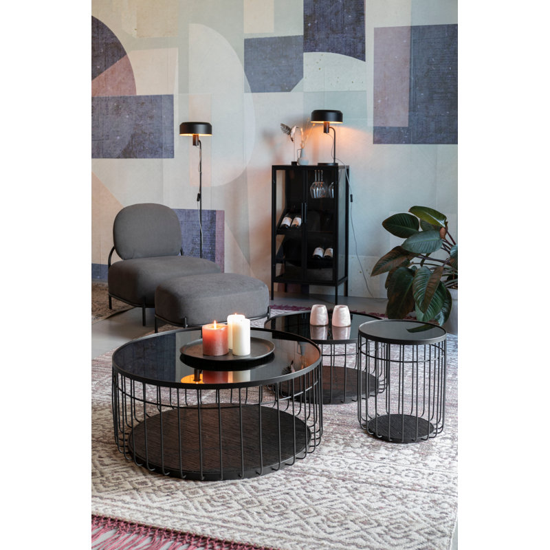 Rob 10 Bottle Floor Wine Bottle & Glass Rack in Black