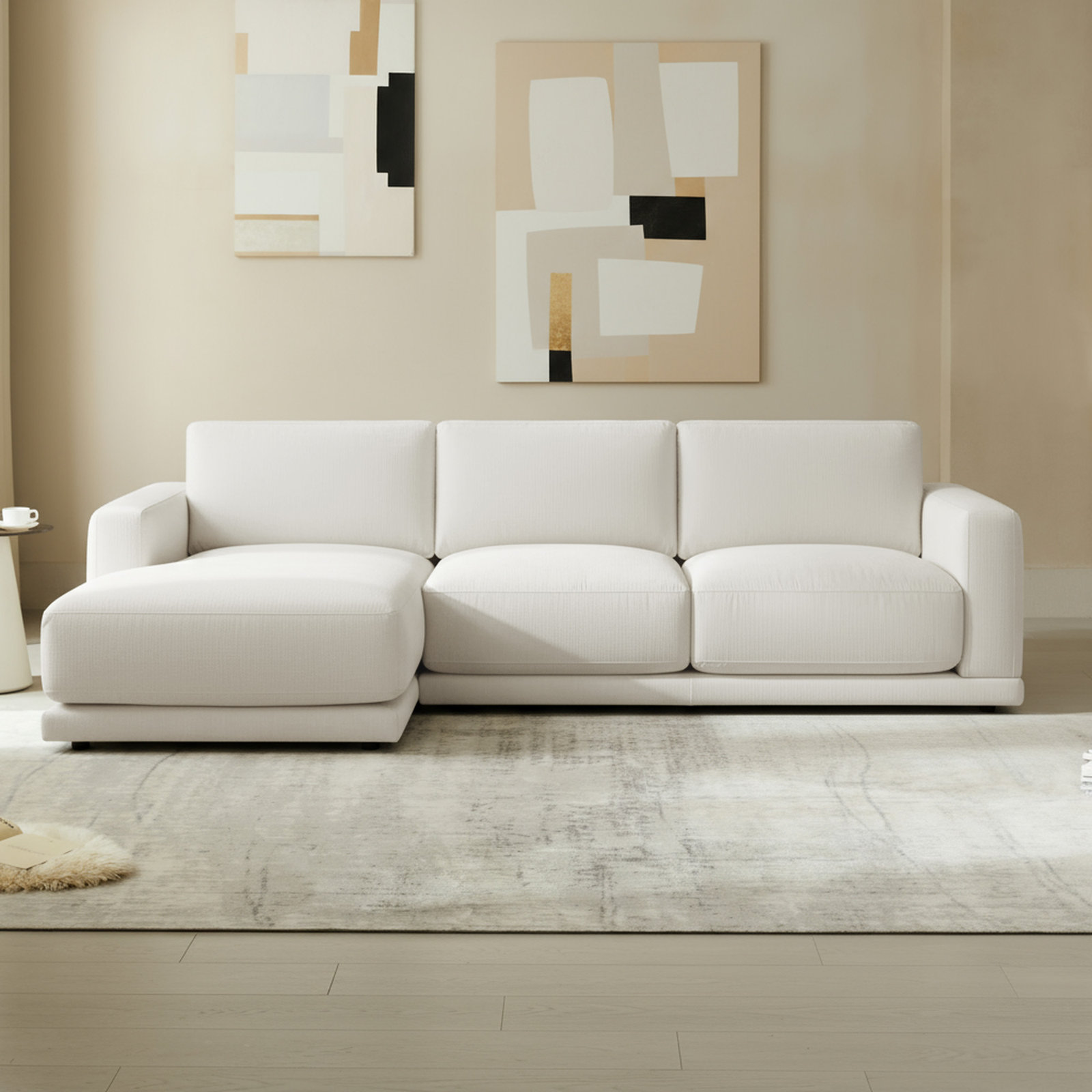 Blakes 2 - Piece Upholstered Chaise Sectional, Left Hand Facing, Effie Linen Performance Linen