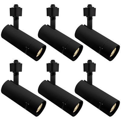 Luxrite 2,5 po Éclairage sur rail à DEL Zoomable, 5CCT, CRI90, 15 W, 1050LM, à intensité variable, inclinaison 358 ° + 90 ° et faisceau 20 ° -50 °, éclairage sur rail de type H, ETL, paquet de 6 noir