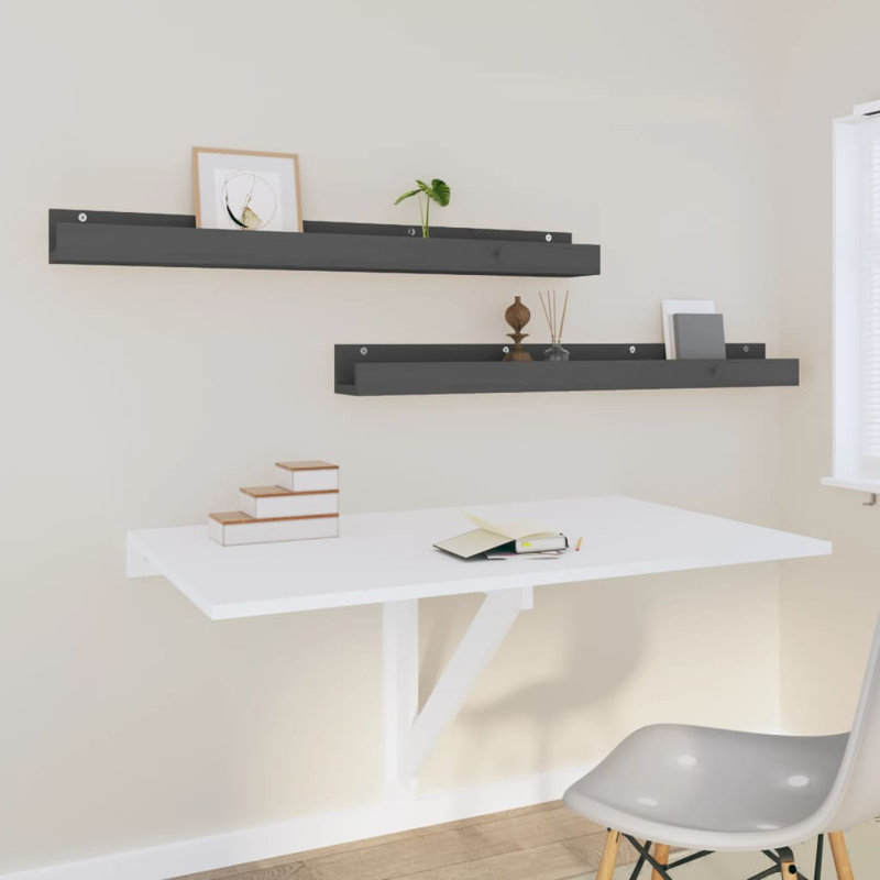Kursty 2 Piece Pine Solid Wood, Grey, 9cm H x 110cm W x 12cm D