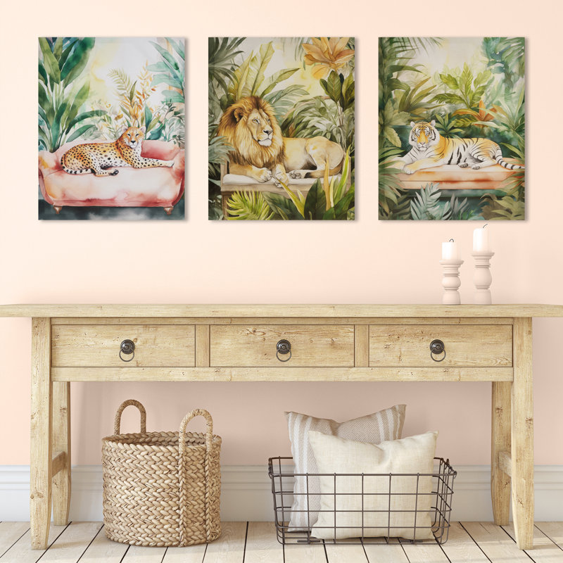 Majestic Tiger Green Jungle Canvas Wall Art, 16" x 20"