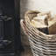 Wicker log basket oval lined 55cm