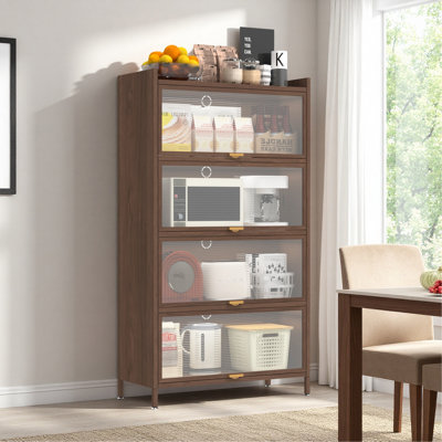 Armoire 57 portes en métal de 57 po de hauteur, avec amplement d'espace de rangement pour la chambre à coucher, le bureau, le salon, le couloir et le vestibule (noyer)