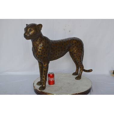  Art Deco Solid Bronze Cheetah Statue Big CAT Leopard