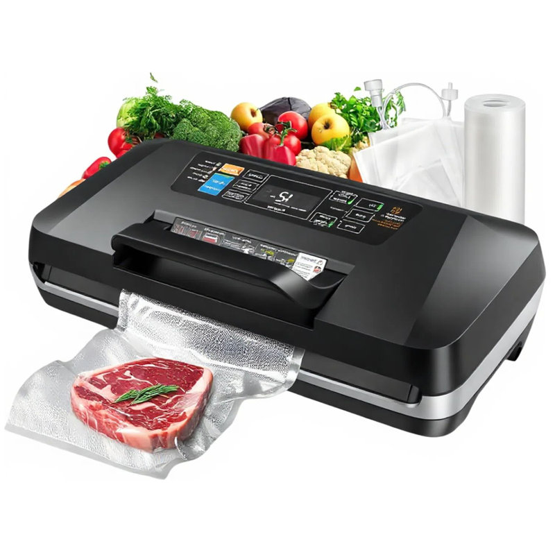 Machine à emballer sous vide automatique avec double thermosoudage, rouleau de sac et 10 sacs prédécoupés