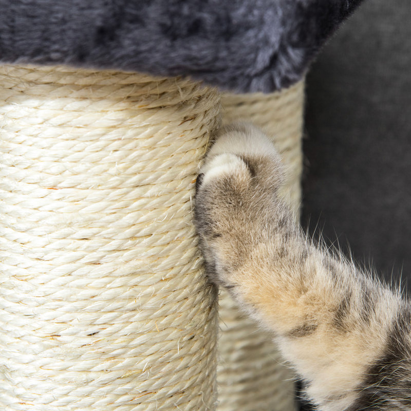 Arbre de santé articulé pour chat, gris, 4 marches avec griffoir pour chats d'intérieur et chiens