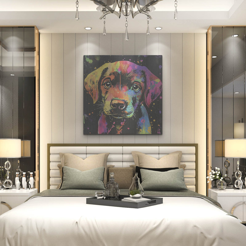  «Wouf Labrador Retriever» par Rich Monet, art mural en métal, 36 po x 36 po, H 36 po x l 36 po