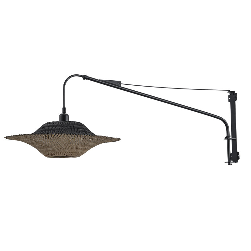 Lampe murale en rotin à bras articulé Vienna