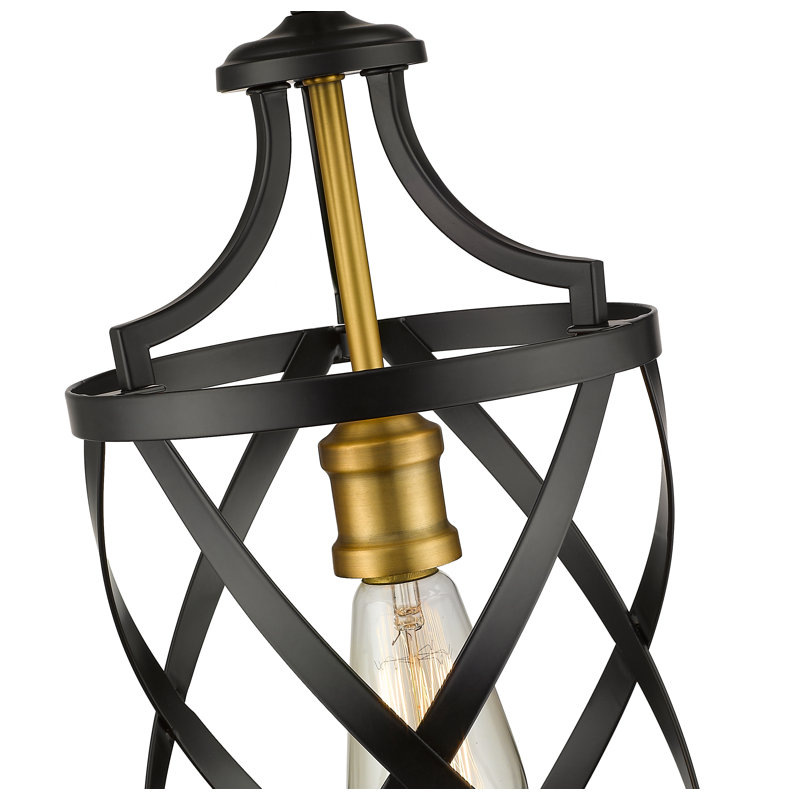 Luminaire suspendu cylindrique 1 lumière, Laiton vieilli
