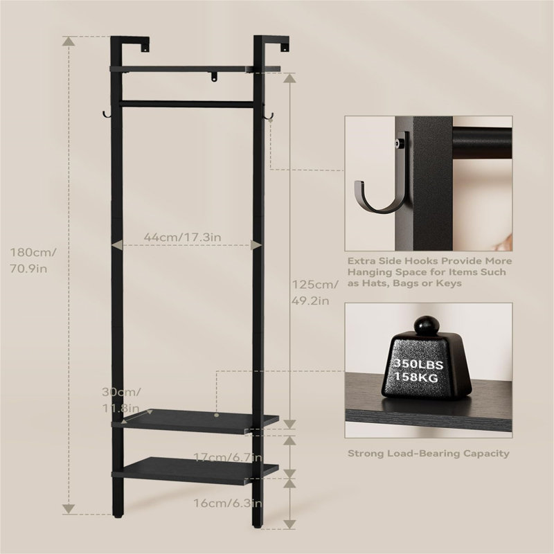 Metal Coat Rack, Black
