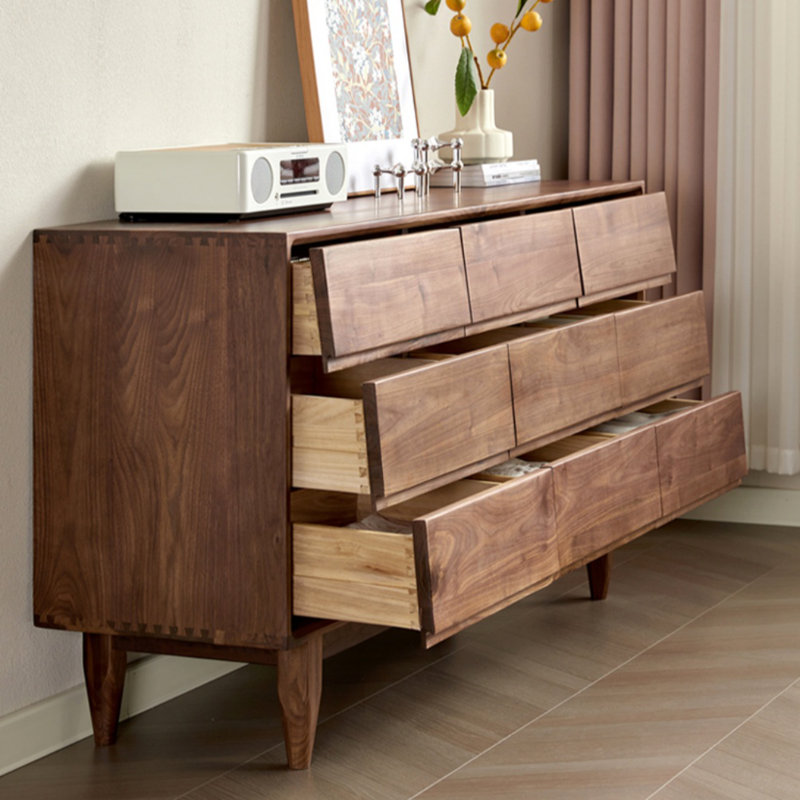 Commode d'appoint en bois massif noyer noir