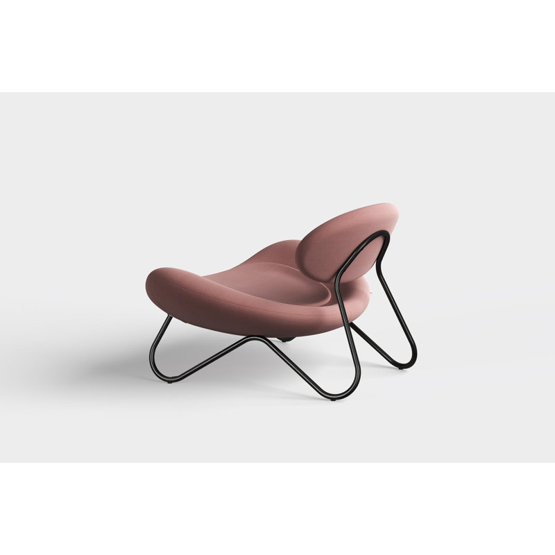 Meadow Lounge Chair, Black Painted Steel Frame, Rose Wool Blend, Chrome