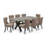 L'ensemble 9 pièces de table et chaises de cuisine comprend une table de salle à manger rectangulaire avec pieds en X et 8 chaises de salle à manger Parson en tissu de lin, finition noire brossée-612099315