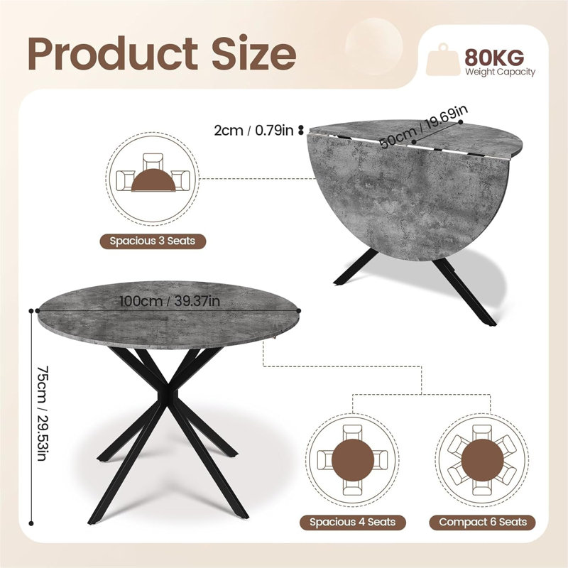 4 - Person Dining Set, Grey, Grey