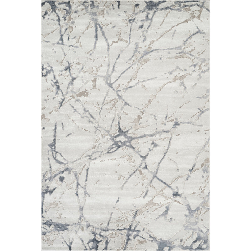 Tapis abstrait en marbre Absecon | Tapis d'intérieur moderne en polyester | Motif de pierre vieillie, BEIGE ROSE
