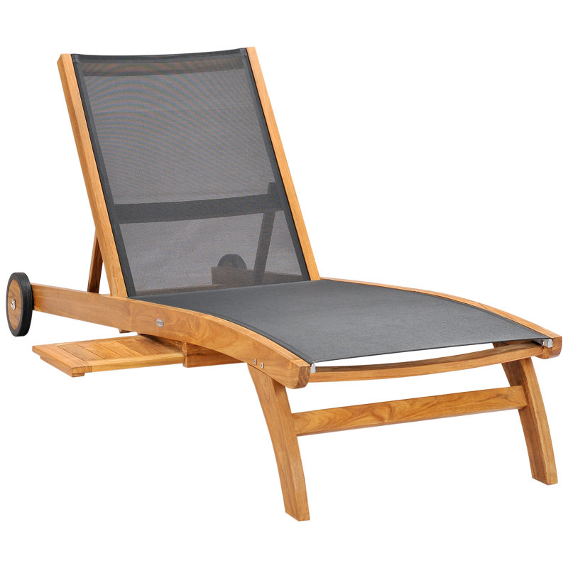 Hammond Outdoor Teak Wood Chaise Lounge with Table