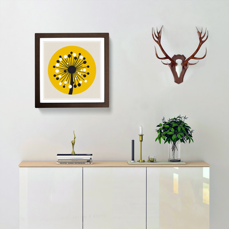 Dandelion Bauhaus No.4 - Framed Print, Walnut