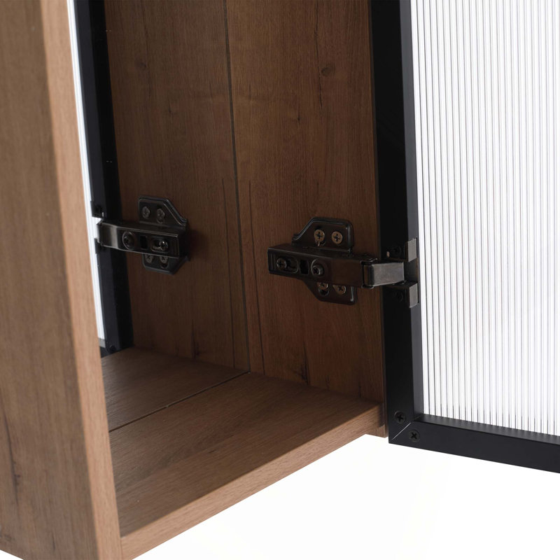 Armoire de salle de bain murale 10 pouces avec porte en acrylique et tablette réglable en verre (sans miroir)