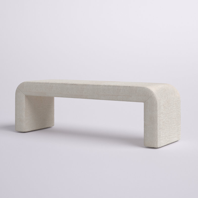 Banc rembourré mortrick, Microsuède beige naturel Gwen, H 19 po x l 60 po x P 18 po