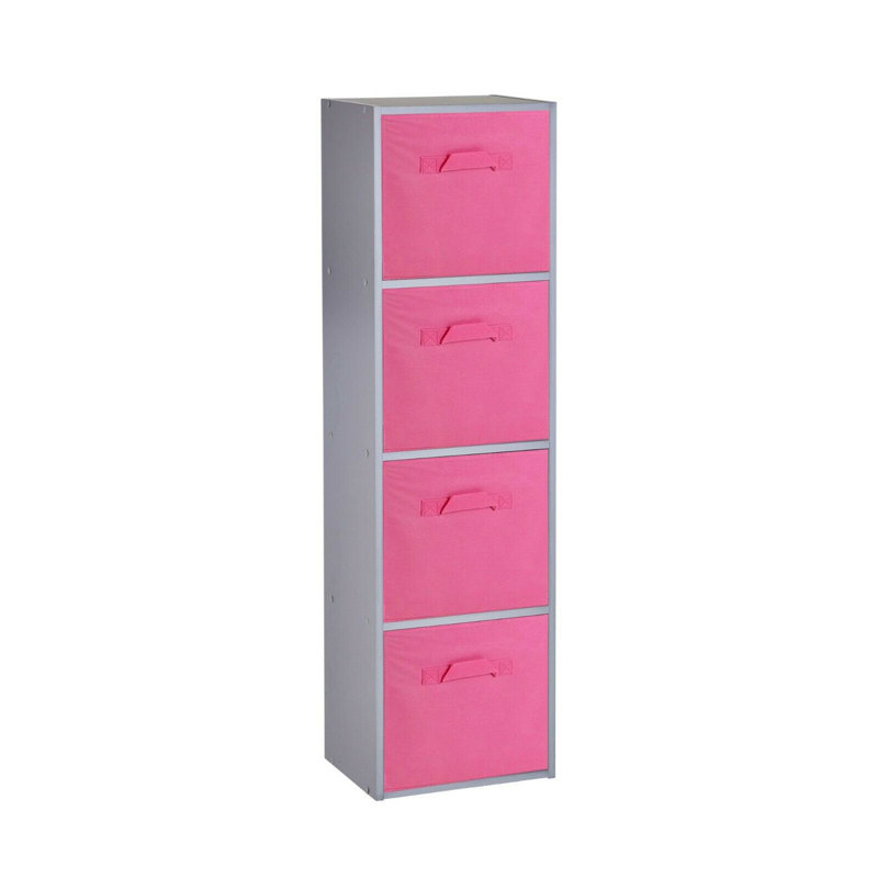 Cynera 106cm H x 30cm W Cube Bookcase, Grey/Dark Pink, (3 Shelves) 79.5cm H x 30cm W x 23.5cm D