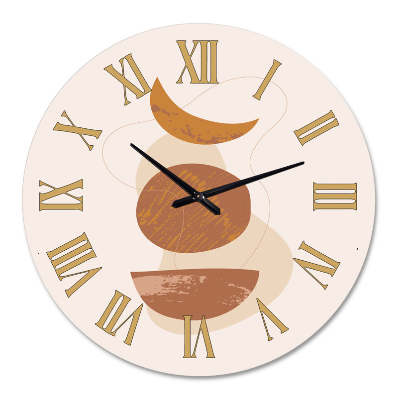 Lune et soleil en forme de terre cuite rétro I - horloge murale moderne, Surdimensionné