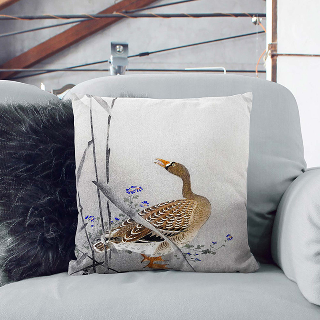 Goose & Full Moon by Ohara Koson Cushion with Filling